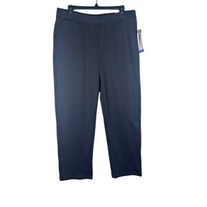 Mondetta Black Herringbone Straight Leg Pants Elastic Waist  Size Large New